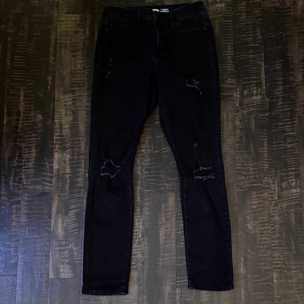 Old Navy Black Distressed Skinny Jeans